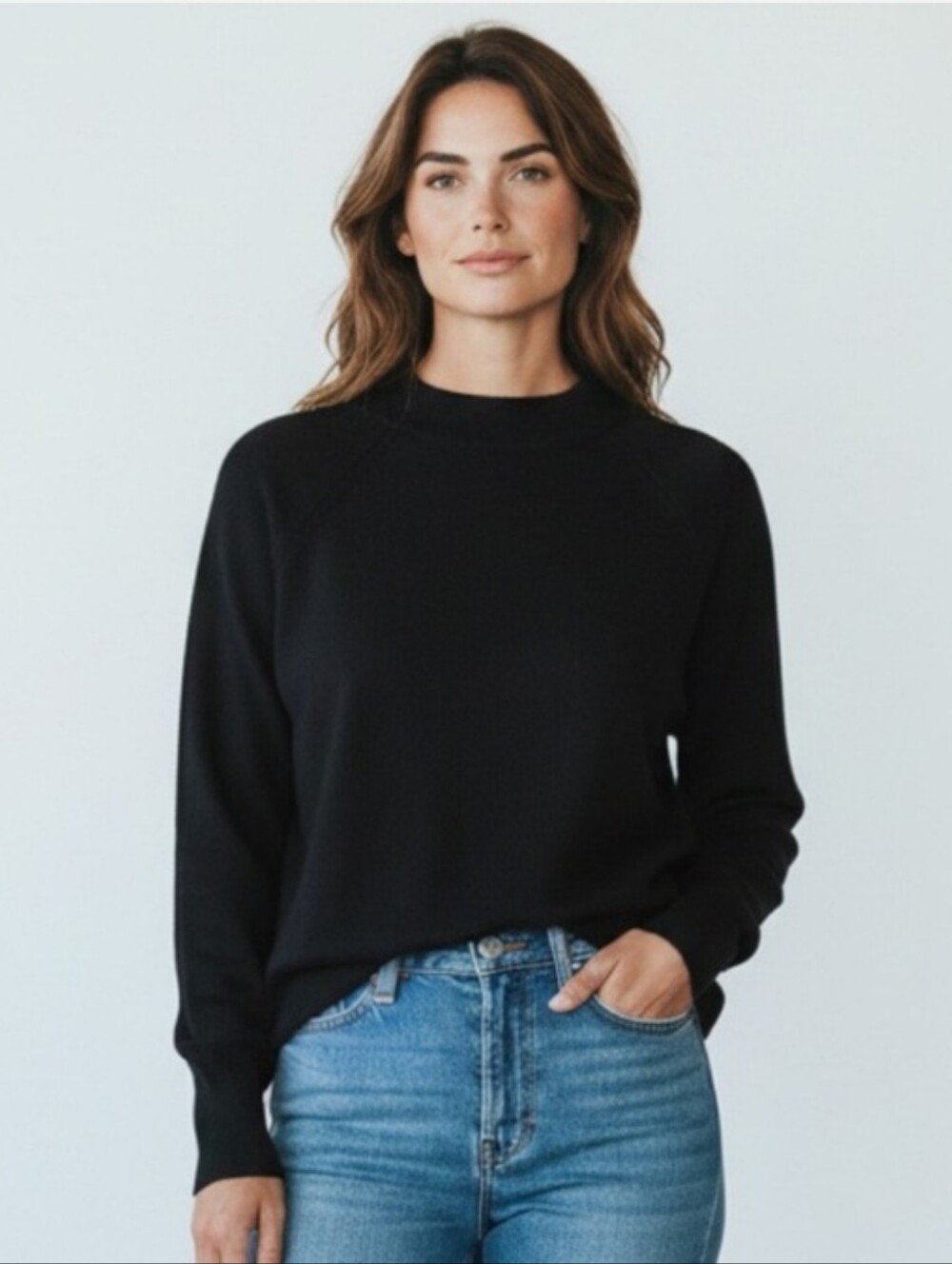 Everlane Cashmere Sweater Black Mock Neck Minimal Pullover